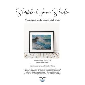 Crashing Waves Beach Sea Ocean Landscape Counted Cross Stitch Pattern‎